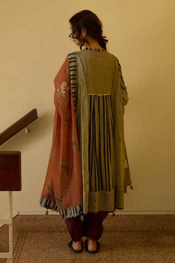 Swatti Kapoor Asha Striped Anarkali & Kumud Draped Pant Set