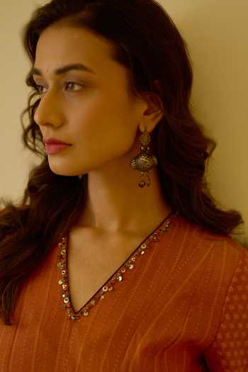 Buy Swatti Kapoor Orange Cotton V-neck Rekha Ombre Anarkali With Draped Kumud Pant Online at Aza Fashions Buy_Swatti Kapoor_Orange Cotton V-neck Rekha Ombre Anarkali With Draped Kumud Pant _Online_at_Aza_Fashions