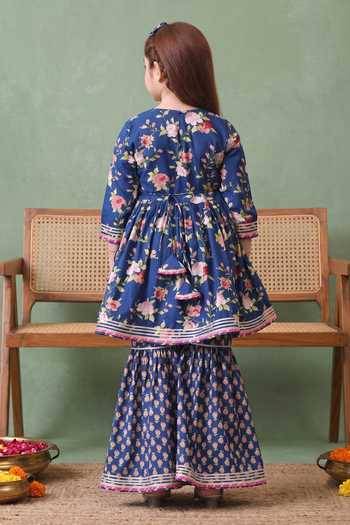 Petite Pomme Floral Print Kurta & Gharara Set 