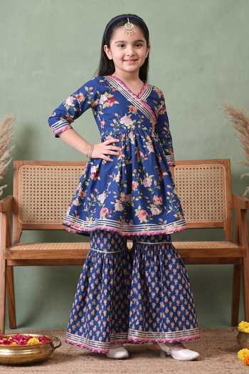 Petite Pomme Floral Print Kurta & Gharara Set 