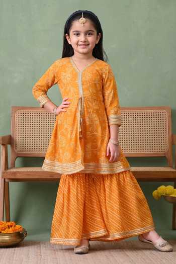 Petite Pomme Bandhani Print Kurta & Gharara Set 