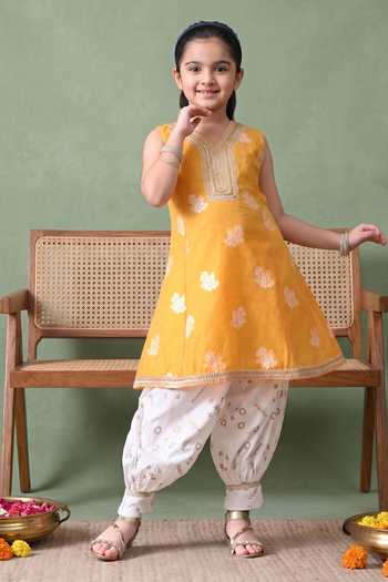 Petite Pomme Zari Woven Kurta & Pant Set 