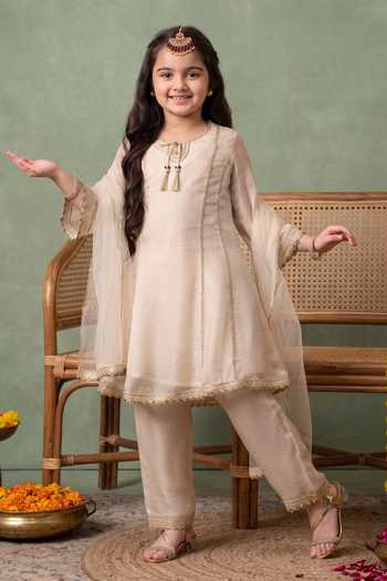 Petite Pomme Lace Work Kurta Set