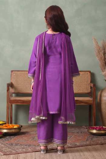 Petite Pomme Yoke Embroidered Kurta Set