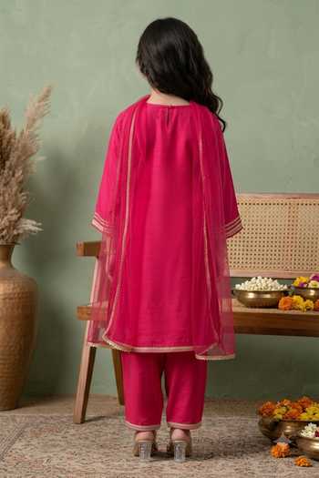 Petite Pomme Mirror Yoke Embroidered Kurta Set