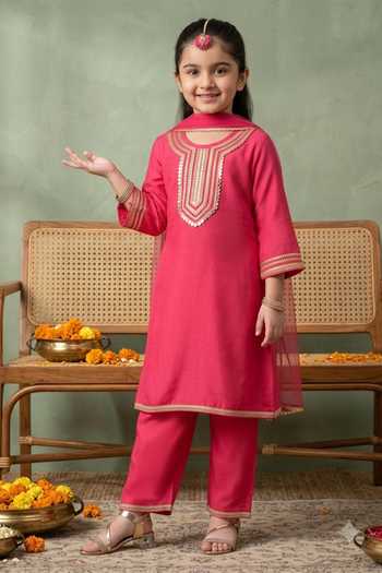 Petite Pomme Mirror Yoke Embroidered Kurta Set