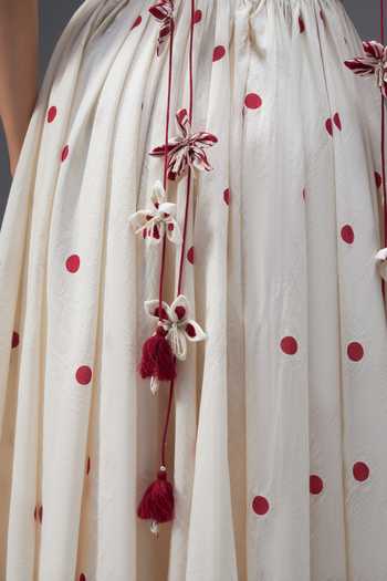 Shop_Aaroh By Dolly_White Pure Cotton Sweetheart Neck Hand Block Print Dress _Online_at_Aza_Fashions