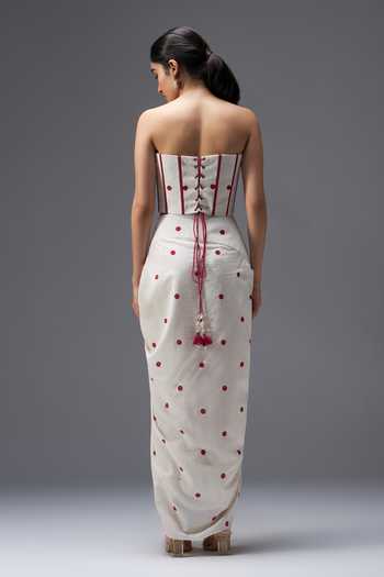 Aaroh By Dolly Polka Dot Print Corset & Skirt Set 