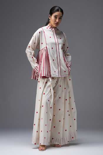 Aaroh By Dolly Polka Dot Print Shirt & Pant Set 