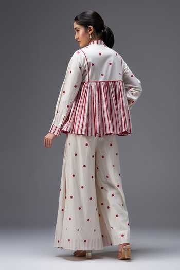 Aaroh By Dolly Polka Dot Print Shirt & Pant Set 