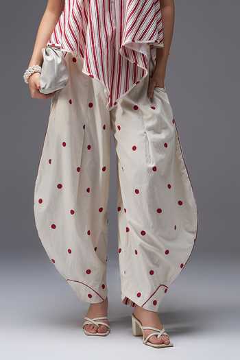 Aaroh By Dolly White Pure Cotton High Neck Hand Block Print Top And Pant Set Online at Aza Fashions Aaroh By Dolly_White Pure Cotton High Neck Hand Block Print Top And Pant Set _Online_at_Aza_Fashions