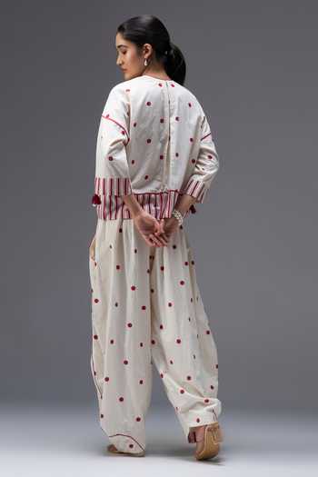 Aaroh By Dolly Polka Dot Print Top & Pant Set 