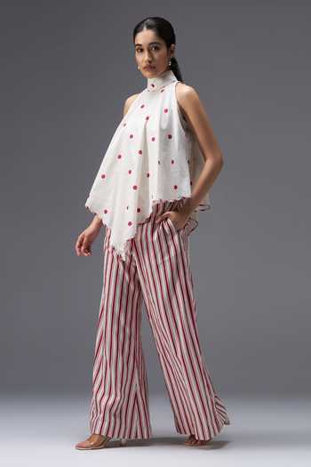 Buy Aaroh By Dolly White Pure Cotton High Neck Hand Block Print Top And Pant Set Online at Aza Fashions Buy_Aaroh By Dolly_White Pure Cotton High Neck Hand Block Print Top And Pant Set _Online_at_Aza_Fashions