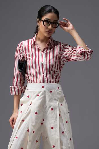 Buy Aaroh By Dolly White Pure Cotton Collared Neck Hand Block Print Shirt And Pant Set Buy_Aaroh By Dolly_White Pure Cotton Collared Neck Hand Block Print Shirt And Pant Set