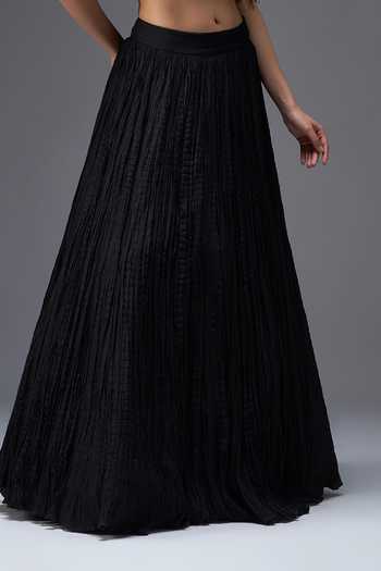 Aaroh By Dolly Black Silk, Muslin Open , Plunge Regal Reverie Jacket Lehenga Set Online at Aza Fashions Aaroh By Dolly_Black Silk, Muslin Open , Plunge Regal Reverie Jacket Lehenga Set _Online_at_Aza_Fashions