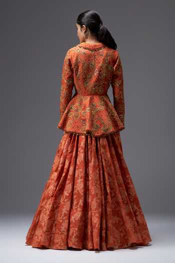 Aaroh By Dolly Riwaayat Embroidered Peplum Jacket Lehenga Set 