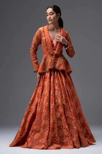 Aaroh By Dolly Riwaayat Embroidered Peplum Jacket Lehenga Set 
