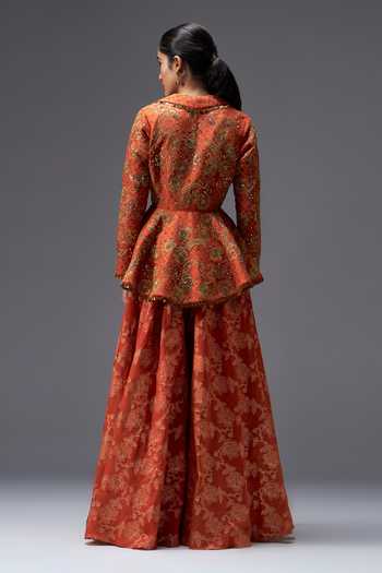 Aaroh By Dolly Riwaayat Embroidered Peplum Jacket Sharara Set 