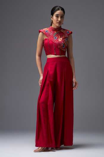 Aaroh By Dolly Ratan Mahal Embroidered Top & Pant Set 