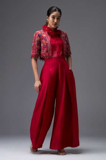 Aaroh By Dolly Ratan Mahal Embroidered Short Jacket Set 