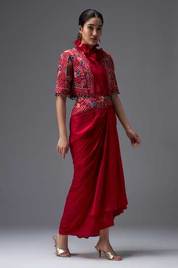 Aaroh By Dolly Ratan Mahal Embroidered Jacket & Skirt Set 