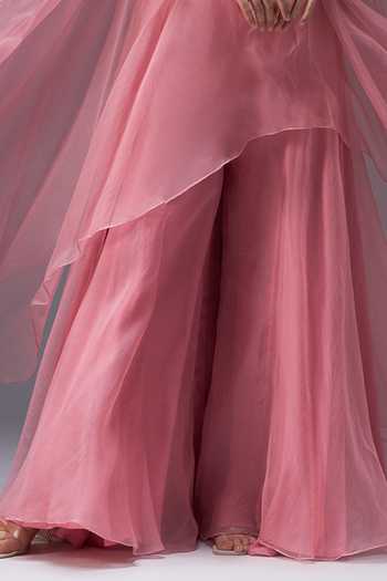Buy Aaroh By Dolly Pink , Organza, Muslin V-neck Rose Mirage Cape Set Online at Aza Fashions Buy_Aaroh By Dolly_Pink , Organza, Muslin V-neck Rose Mirage Cape Set _Online_at_Aza_Fashions