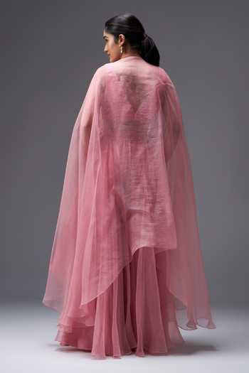 Aaroh By Dolly Rose Mirage Organza Cape Set 