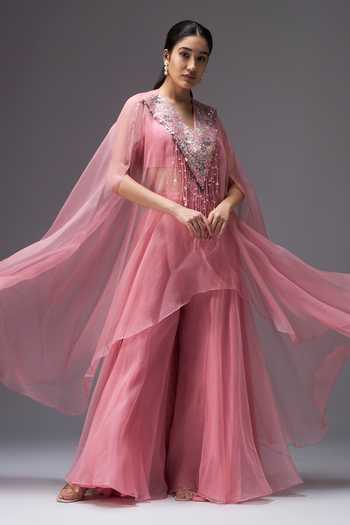 Aaroh By Dolly Rose Mirage Organza Cape Set 