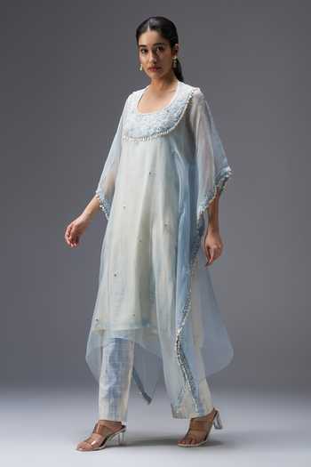 Buy Aaroh By Dolly Blue Silk Organza, Muslin Round Frosted Whispers Yoke Embroidered Kaftan Set Online at Aza Fashions Buy_Aaroh By Dolly_Blue Silk Organza, Muslin Round Frosted Whispers Yoke Embroidered Kaftan Set _Online_at_Aza_Fashions