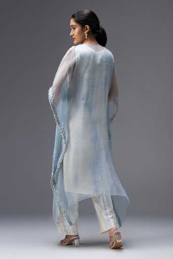 Aaroh By Dolly Frosted Whispers Yoke Embroidered Kaftan Set 