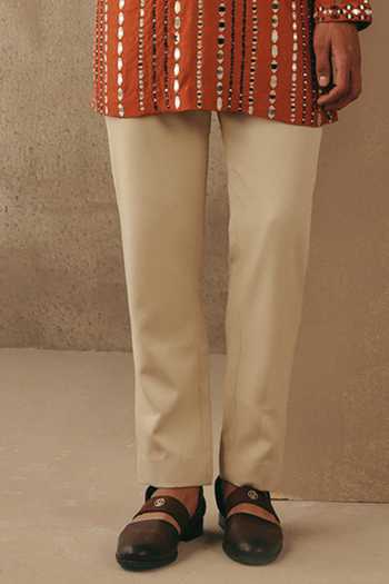 Twenty Nine_Orange Silk Mirror Work Kurta Set _Online_at_Aza_Fashions