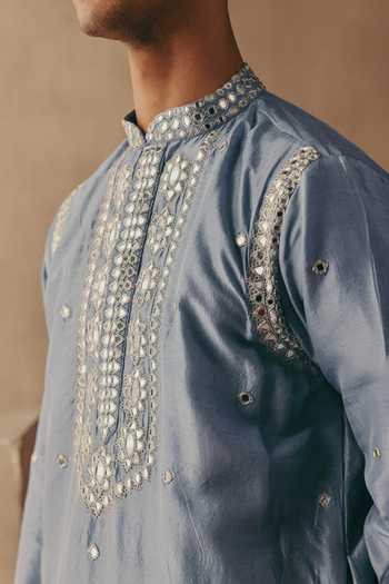 Twenty Nine Sky Blue Silk Mirror And Zari Embellished Kurta Set at Aza Fashions Twenty Nine_Sky Blue Silk Mirror And Zari Embellished Kurta Set _at_Aza_Fashions