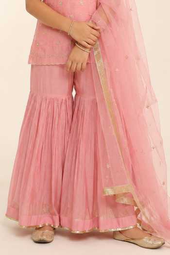 Charu Makkar Pink Chanderi, Tissue, Organza Kurta Gharara Set at Aza Fashions Charu Makkar_Pink Chanderi, Tissue, Organza Kurta Gharara Set _at_Aza_Fashions