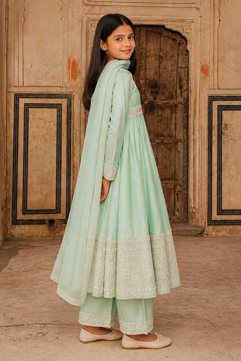 Buy Charu Makkar Green Silk, Organza Dori Work Anarkali Set Online at Aza Fashions Buy_Charu Makkar_Green Silk, Organza Dori Work Anarkali Set _Online_at_Aza_Fashions