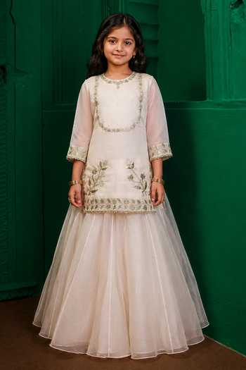 Buy Charu Makkar Ivory Organza Embroidered Kurta Sharara Set Buy_Charu Makkar_Ivory Organza Embroidered Kurta Sharara Set