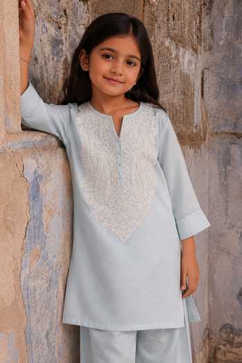 Buy Charu Makkar Blue Silk Embroidered Kurta And Palazzo Set Online at Aza Fashions Buy_Charu Makkar_Blue Silk Embroidered Kurta And Palazzo Set _Online_at_Aza_Fashions