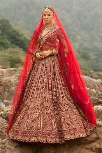 Nitika Gujral Ruby Heirloom Bridal Lehenga Set