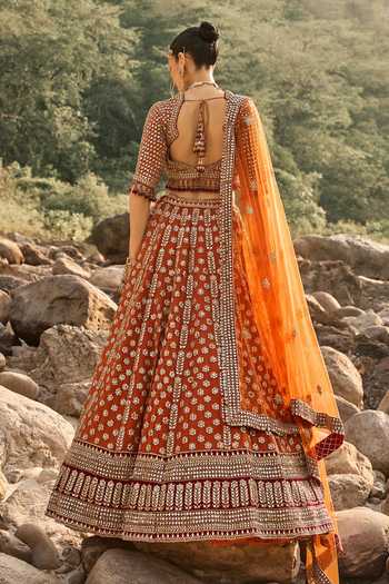 Nitika Gujral Rustic Amber Lehenga Set
