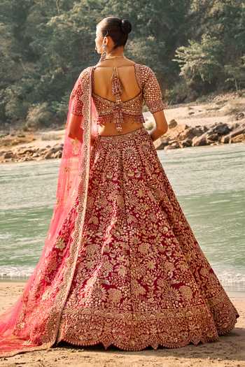 Nitika Gujral Vermillion Forest Bridal Lehenga Set