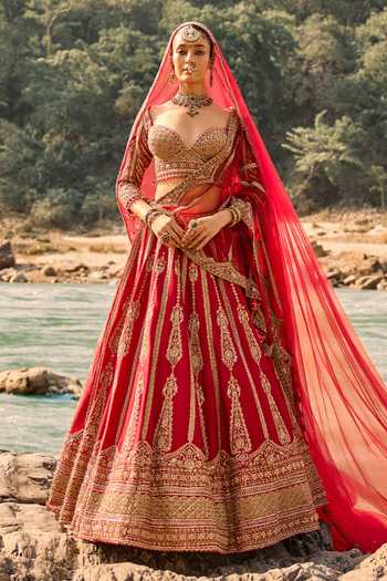 Nitika Gujral Regal Scarlet Bridal Lehenga Set