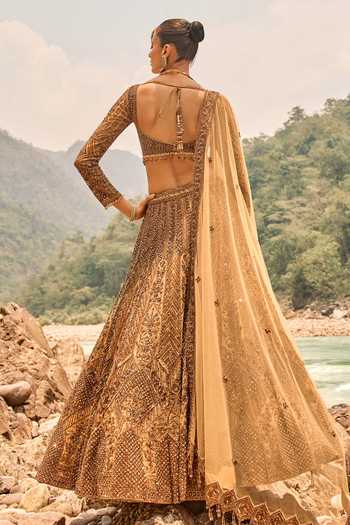 Nitika Gujral Copper Jewelled Lehenga Set