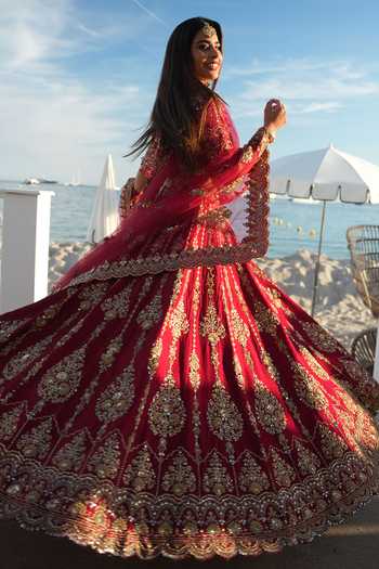 Nitika Gujral Crimson Heritage Bridal Lehenga Set 