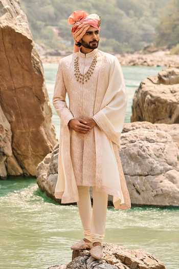 Nitika Gujral Blush Pink Legacy Sherwani Set
