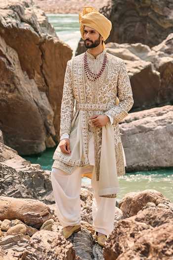 Nitika Gujral Floral Embroidered Sherwani Set 