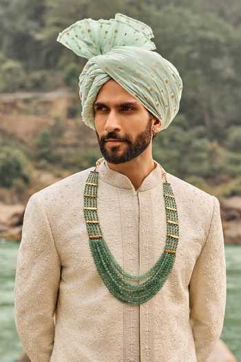 Buy Nitika Gujral Ivory Silk, Cotton, Lycra Jaal Sherwani Set Online at Aza Fashions Buy_Nitika Gujral_Ivory Silk, Cotton, Lycra Jaal Sherwani Set _Online_at_Aza_Fashions