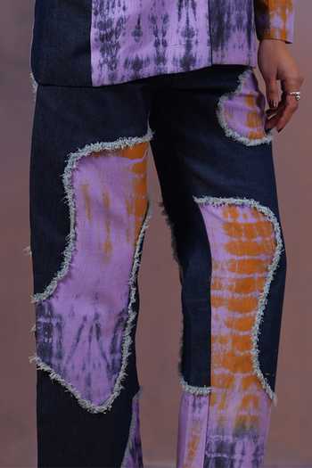 Ananya Agrawal Label Purple Silk, Linen Shibori Patched Pant Online at Aza Fashions Ananya Agrawal Label_Purple Silk, Linen Shibori Patched Pant _Online_at_Aza_Fashions