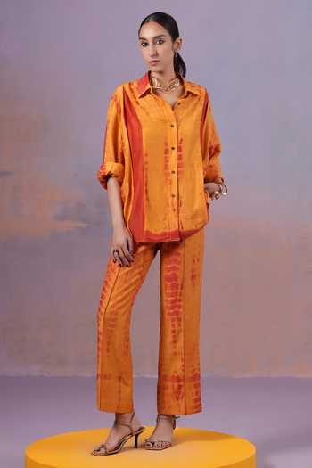 Ananya Agrawal Label Narangi Shibori Dyed Shirt & Pant Co-ord Set 