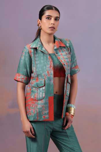 Ananya Agrawal Label Rangmaya Shibori Hand Dyed Jacket 