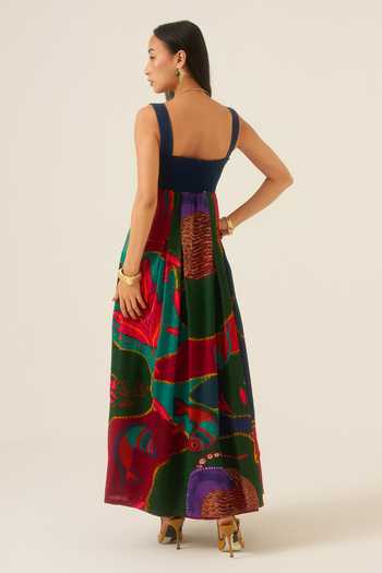Ananya Agrawal Label Forest Mosaic Print Maxi Dress 