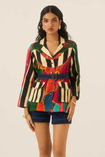 Ananya Agrawal Label Forest Mosaic Print Safari Jacket 